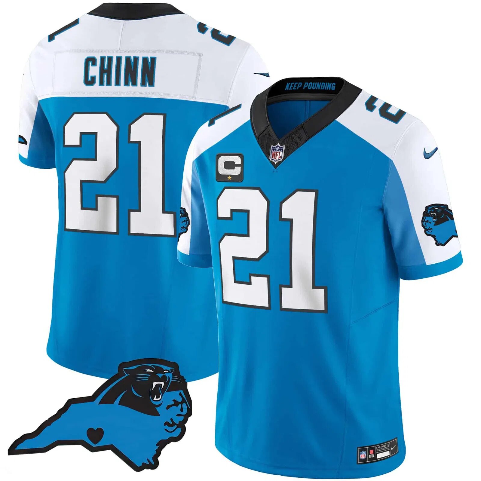 Men Carolina Panthers #21 Chinn Light Blue 2024 Nike Vapor Limited NFL Jersey